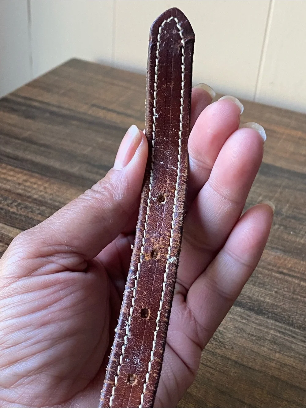 Vintage Levi Strauss & Co Leather Skinny Belt, 28”